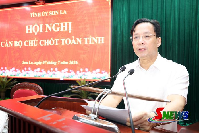 Đồng chí Bí thư Tỉnh ủy phát biểu tại hội nghị.