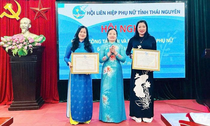 Lãnh đạo Hội LHPN tỉnh khen thưởng cho các cá nhân có thành tích tiêu biểu trong thực hiện công tác Hội và phong trào phụ nữ.