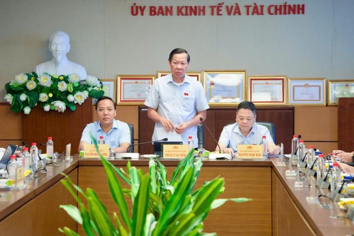 Chủ nhiệm Ủy ban Kinh tế và Tài chính Phan Văn Mãi phát biểu tại phiên họp.