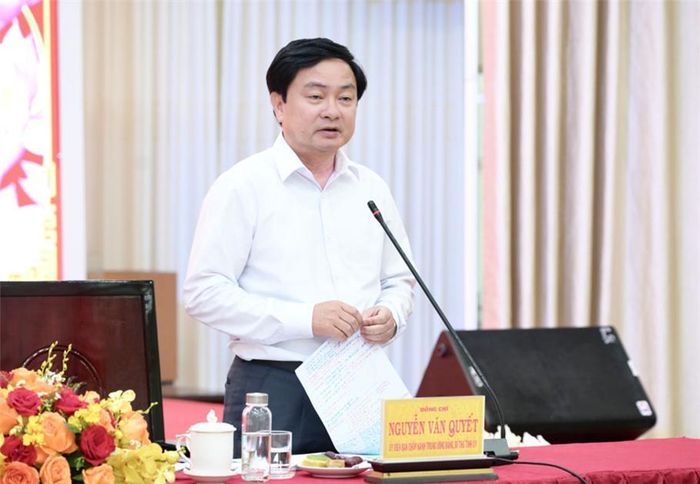 Bí thư Tỉnh ủy Tây Ninh Nguyễn Văn Quyết phát biểu tại cuộc làm việc. (Ảnh: baochinhphu.vn)