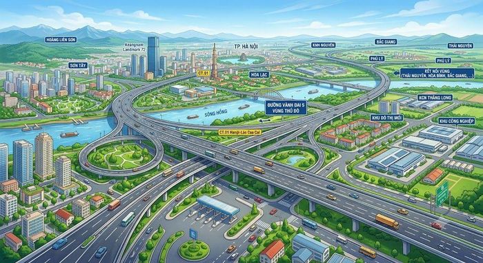  Minh họa Dự án đường Vành đai 5 - Vùng Thủ đô Hà Nội. Ảnh AI 