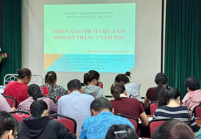 Trung tâm Dịch vụ việc làm thành phố Hải Phòng tổ chức Phiên giao dịch việc làm định kỳ tháng 7 năm 2026. Ảnh VLHP