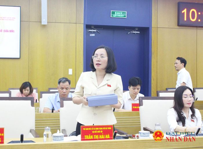 ĐBQH, Phó Giám đốc Sở Tài chính thành phố Hải Phòng Trần Thị Hải Hà phát biểu