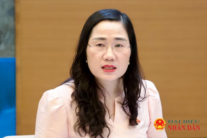Phó Chủ nhiệm Ủy ban Pháp luật và Tư pháp Nguyễn Thị Thủy phát biểu