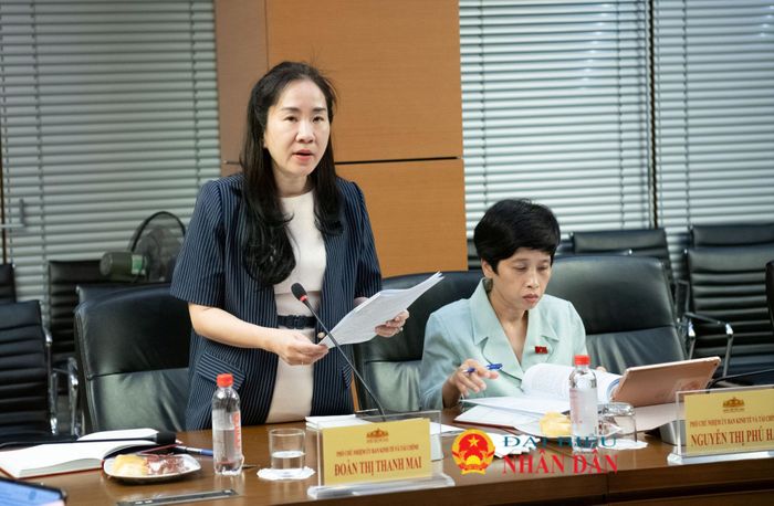 Phó Chủ nhiệm Ủy ban Kinh tế và Tài chính Đoàn Thị Thanh Mai phát biểu