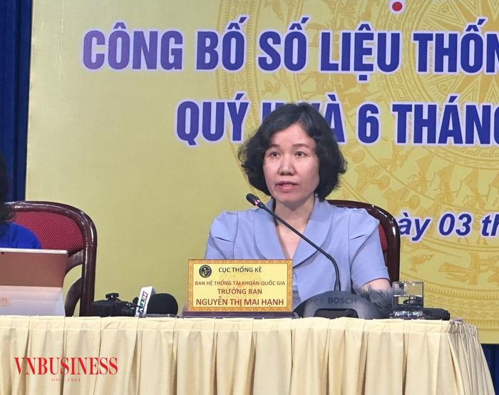  Bà Nguyễn Thị Mai Hạnh, Trưởng ban Hệ thống tài khoản quốc gia, Cục Thống kê, Bộ Tài chính.