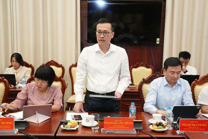 Phó Thống đốc Phạm Quang Dũng phát biểu tại buổi làm việc