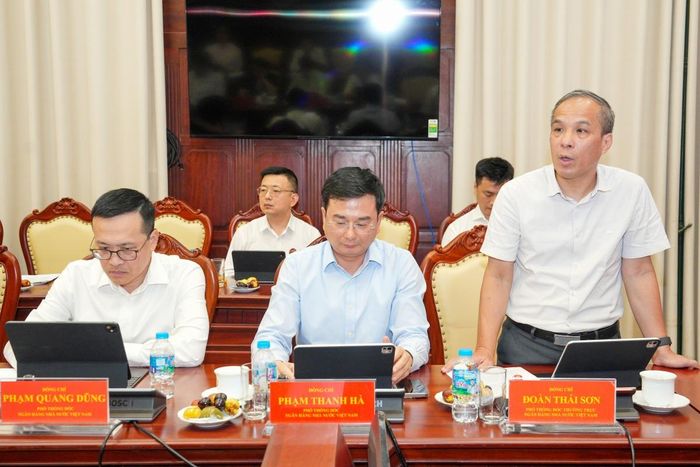 Phó Thống đốc Thường trực NHNN Đoàn Thái Sơn phát biểu tại buổi làm việc