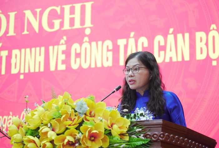 Phó Trưởng Ban Nội chính Tỉnh ủy Trịnh Thị Ánh Hoa phát biểu nhận nhiệm vụ.