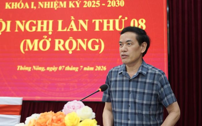 Giám đốc Báo và Phát thanh, truyền hình Cao Bằng Sầm Việt An phát biểu tại hội nghị.