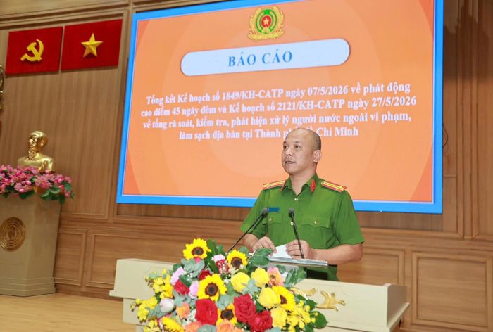 Thượng tá Nguyễn Thành Hưng, Phó Giám đốc CATP phát biểu