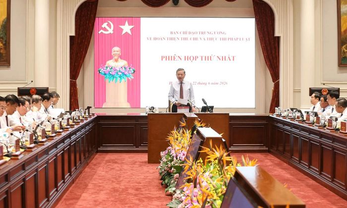 Tổng Bí thư, Chủ tịch nước Tô Lâm chủ trì phiên họp thứ nhất của Trưởng Ban Chỉ đạo Trung ương về hoàn thiện thể chế và thực thi pháp luật. (Ảnh: Cổng TTĐT Đảng Cộng sản)