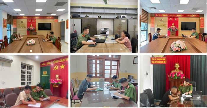 Lực lượng công an làm việc với các trường hợp đăng tải, chia sẻ các bình luận tiêu cực, sai sự thật, xấu độc trên không gian mạng. Ảnh: Công an tỉnh Quảng Ninh