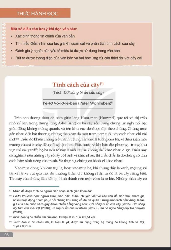 Đoạn trích "Tính cách của cây" in trong sách "Ngữ văn 10", tập 2, bộ Kết nối tri thức với cuộc sống