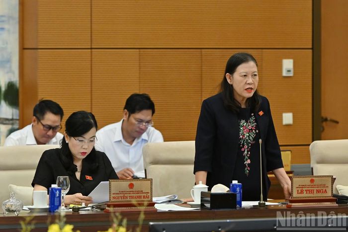 Chủ nhiệm Ủy ban Dân nguyện và Giám sát của Quốc hội Lê Thị Nga phát biểu tại phiên họp.