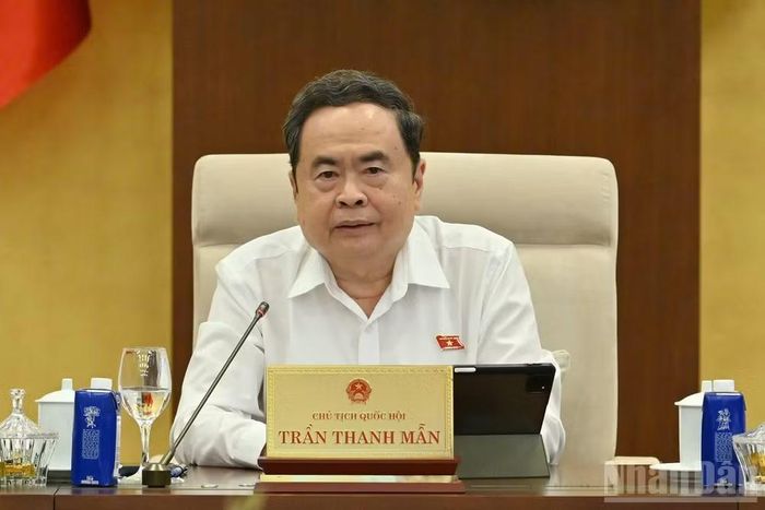 Chủ tịch Quốc hội Trần Thanh Mẫn phát biểu tại phiên họp. (Ảnh: THỦY NGUYÊN)