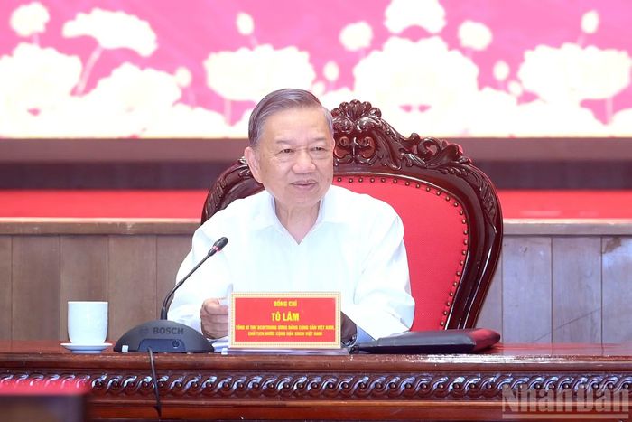 Tổng Bí thư, Chủ tịch nước Tô Lâm phát biểu tại cuộc làm việc.
