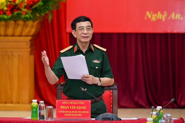 Đại tướng Phan Văn Giang phát biểu kết luận buổi làm việc.