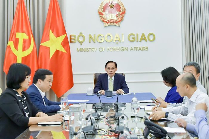  Quang cảnh điện đàm. Ảnh: Bộ Ngoại giao