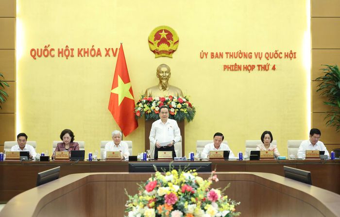  Chủ tịch Quốc hội Trần Thanh Mẫn phát biểu khai mạc phiên họp. Ảnh: QUANG PHÚC 