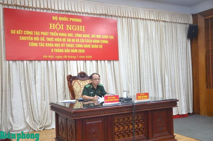 Thiếu tướng Trần Hải Bình chủ trì tại điểm cầu Bộ Tư lệnh Bộ đội Biên phòng. Ảnh: TK
