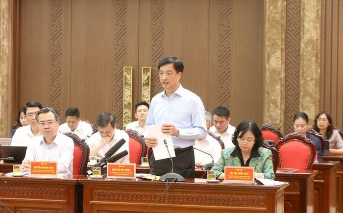  Đồng chí Nguyễn Duy Ngọc, Ủy viên Bộ Chính trị, Bí thư Trung ương Đảng, Trưởng Ban Tổ chức Trung ương phát biểu.