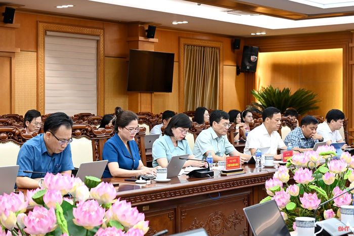 Lãnh đạo các cơ quan tham mưu, giúp việc Tỉnh ủy dự buổi làm việc.
