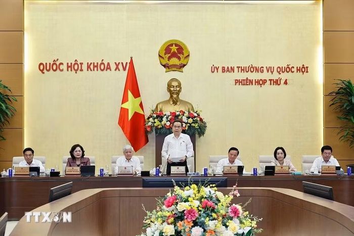 Chủ tịch Quốc hội Trần Thanh Mẫn phát biểu khai mạc Phiên họp thứ 4 của Ủy ban Thường vụ Quốc hội. (Ảnh: Doãn Tấn/TTXVN)