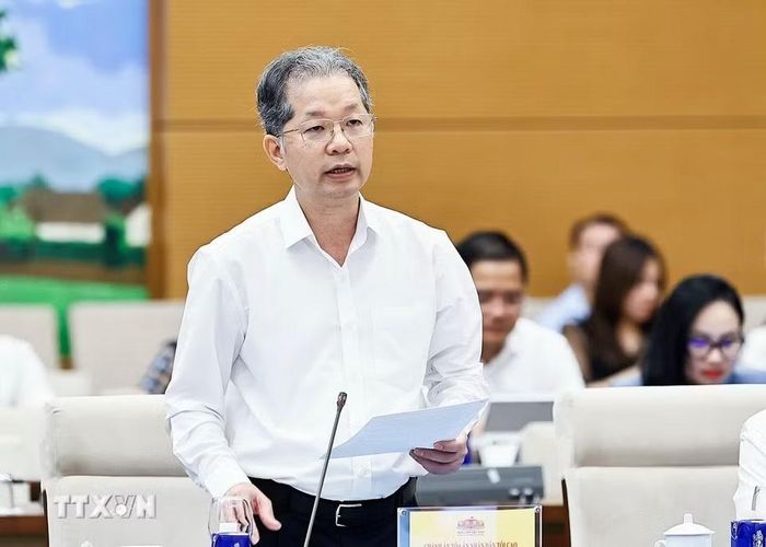 Chánh án Tòa án Nhân dân Tối cao Nguyễn Văn Quảng phát biểu. (Ảnh: Doãn Tấn/TTXVN)