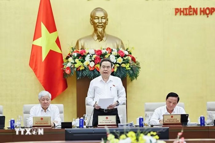 Chủ tịch Quốc hội Trần Thanh Mẫn phát biểu khai mạc Phiên họp thứ 4 của Ủy ban Thường vụ Quốc hội. (Ảnh: Doãn Tấn/TTXVN)