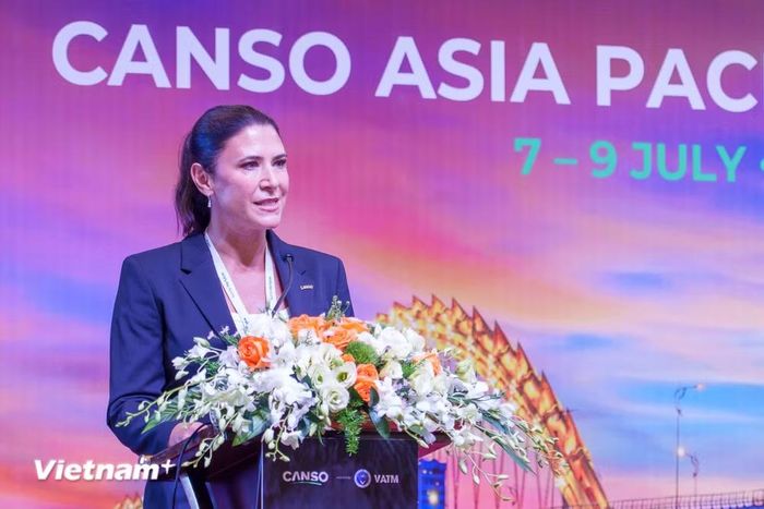 Bà Andrea Sack, Phó Chủ tịch cấp cao CANSO, khu vực Châu Á - Thái Bình Dương. (Ảnh: Thanh Phong/Vietnam+)