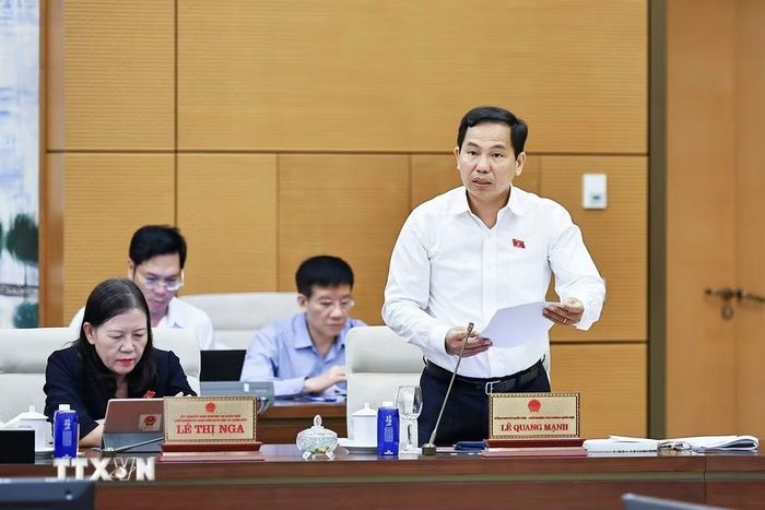 Tổng thư ký Quốc hội, Chủ nhiệm Văn phòng Quốc hội Lê Quang Mạnh phát biểu. (Ảnh: Doãn Tấn/TTXVN)