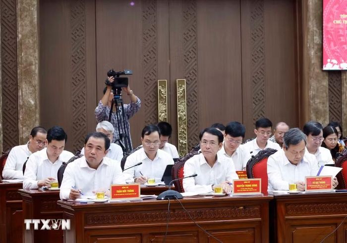 Các đại biểu tham dự cuộc làm việc. (Ảnh: Thống Nhất/TTXVN)