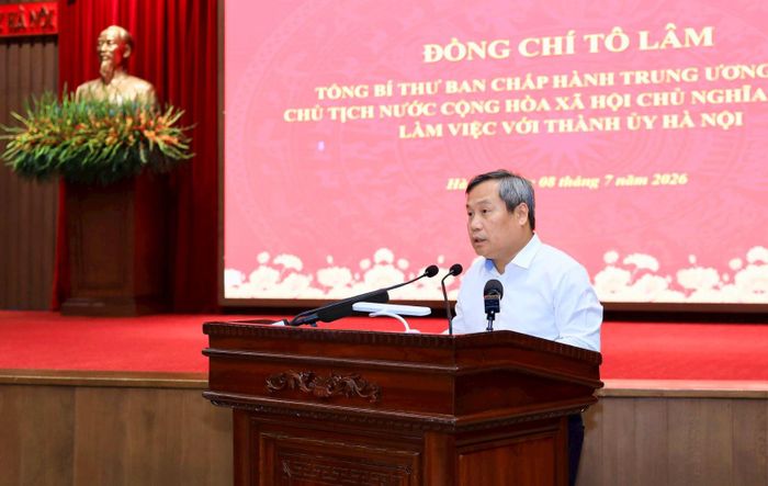 Chủ tịch UBND TP Hà Nội Vũ Đại Thắng phát biểu tại Hội nghị.