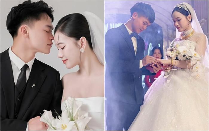 Cầu thủ Hồ Văn Cường và bà xã Nguyễn Linh.