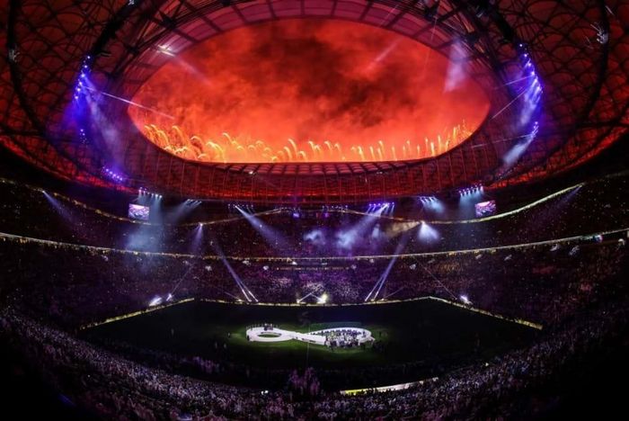 Pháo hoa trong trận chung kết FIFA World Cup Qatar 2022 giữa Argentina và Pháp: Ảnh: Richard Heathcote – Getty Images