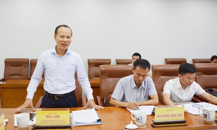  Phó Chủ tịch Thường trực UBND tỉnh Mai Sơn phát biểu tại hội nghị thẩm tra. 