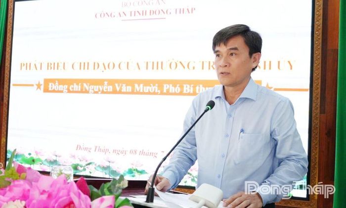 Đồng chí Nguyễn Văn Mười phát biểu tại hội nghị.