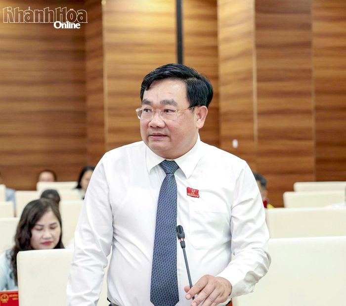 Phó Chủ tịch UBND tỉnh Trịnh Minh Hoàng trao đổi về một số vấn đề đại biểu thảo luận.