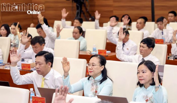 Đại biểu HĐND tỉnh biểu quyết thông qua nghị quyết tại kỳ họp