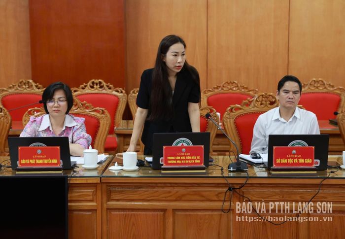 Lãnh đạo Trung tâm Xúc tiến Đầu tư, Thương mại và Du lịch tỉnh phát biểu tại cuộc họp