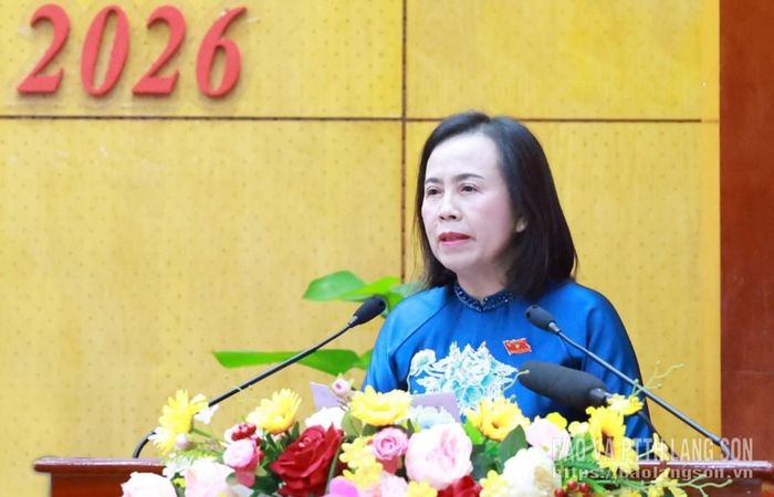 Đồng chí Đoàn Thị Hậu, Phó Bí thư Thường trực Tỉnh ủy, Chủ tịch HĐND tỉnh phát biểu khai mạc kỳ họp