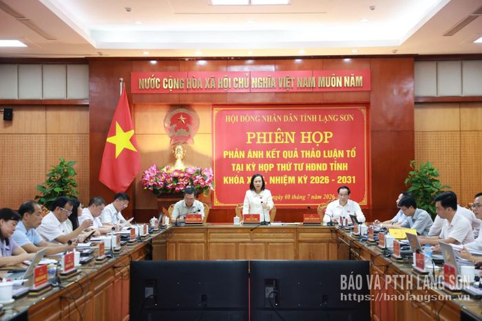 Đồng chí Đoàn Thị Hậu, Phó Bí thư Thường trực Tỉnh ủy, Chủ tịch HĐND tỉnh phát biểu tại phiên họp