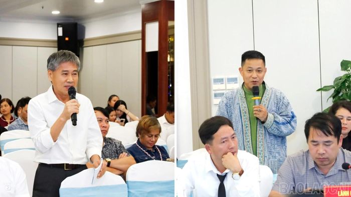 Đại diện các doanh nghiệp, cơ sở kinh doanh dịch vụ du lịch nêu ý kiến tại hội nghị.