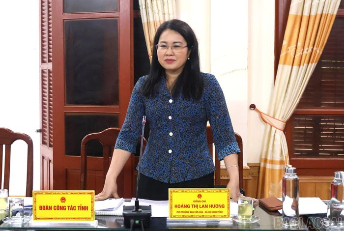 Đồng chí Hoàng Thị Lan Hương - Phó Trưởng Ban Văn hóa - Xã hội HĐND tỉnh Lào Cai kết luận tại buổi giám sát.