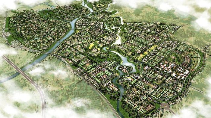 Phối cảnh tổng thể phân khu trung tâm đô thị Châu Ổ và vùng phụ cận.