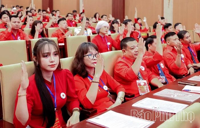 Các đại biểu biểu quyết bầu Ban Chấp hành Hội Chữ thập đỏ Việt Nam tỉnh nhiệm kỳ 2026-2031.