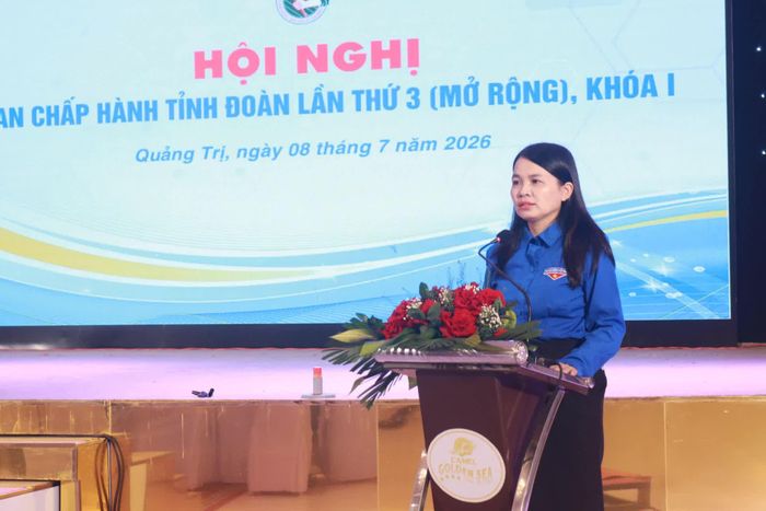 Lãnh đạo Tỉnh đoàn phát biểu tại hội nghị - Ảnh: LO