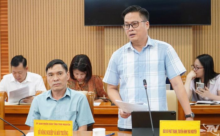 Đại diện Báo và Phát thanh, Truyền hình Thái Nguyên phát biểu tại Hội nghị.