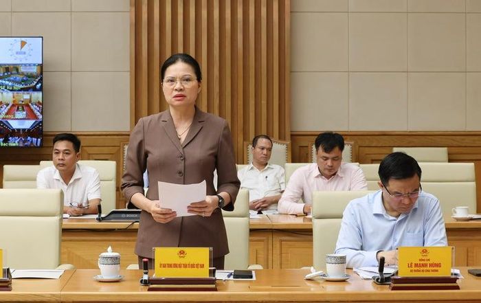  Bà Hà Thị Nga - Phó Chủ tịch Ủy ban Trung ương MTTQ Việt Nam phát biểu tại hội nghị - Ảnh: VGP 
